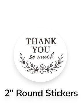 200 White 2inch Minimalist Thank You Stickers Matte Small Business Packaging
